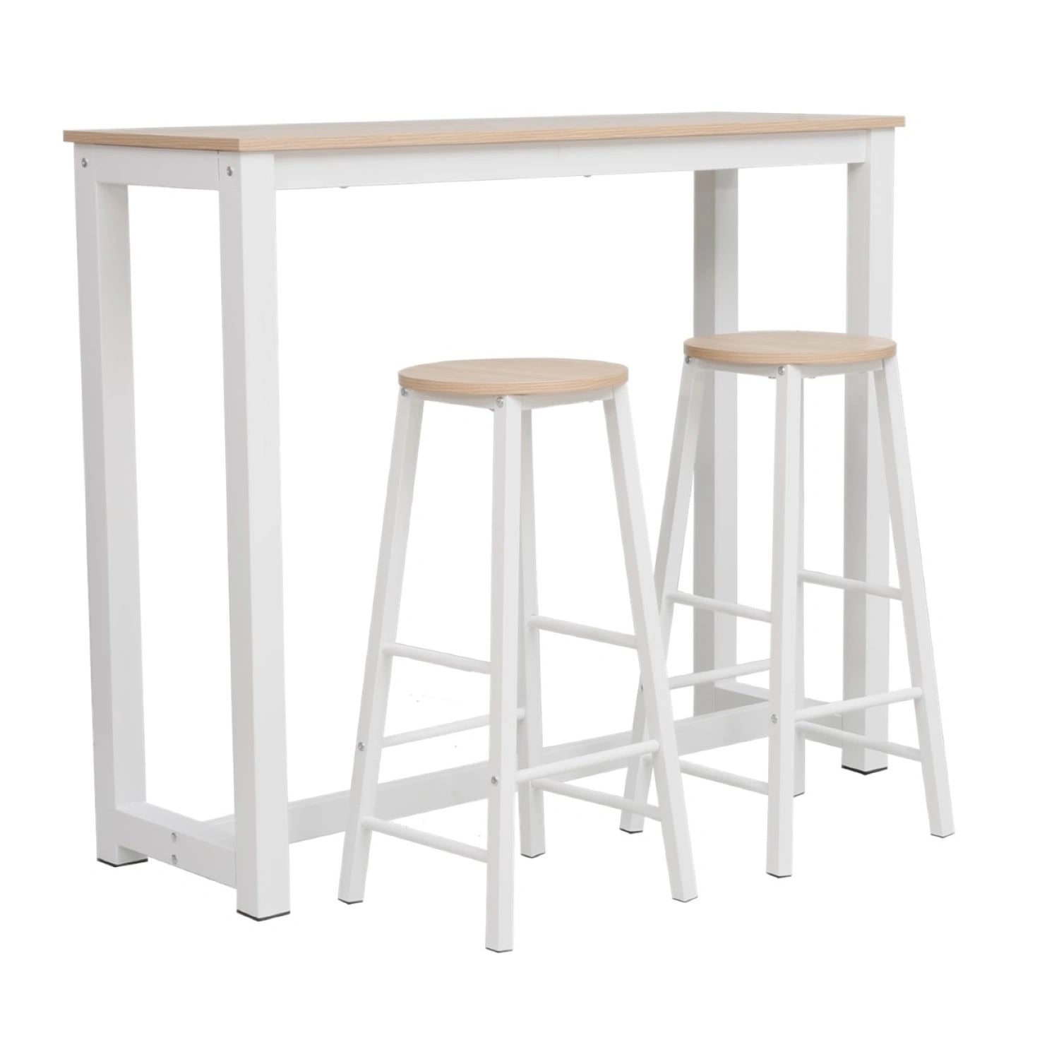 3 Piece Table Set White – Light oak