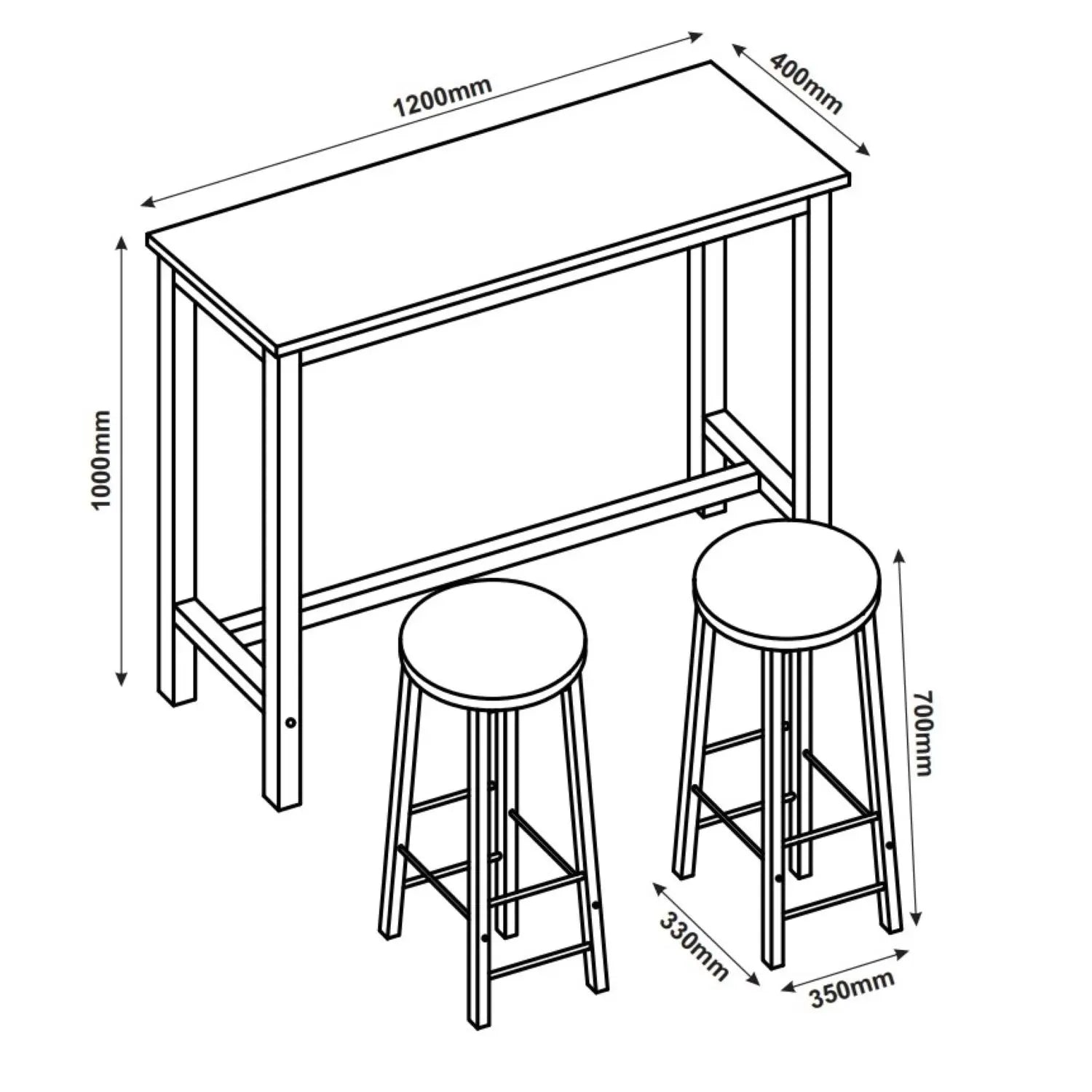 3 Piece Table Set White – Light oak