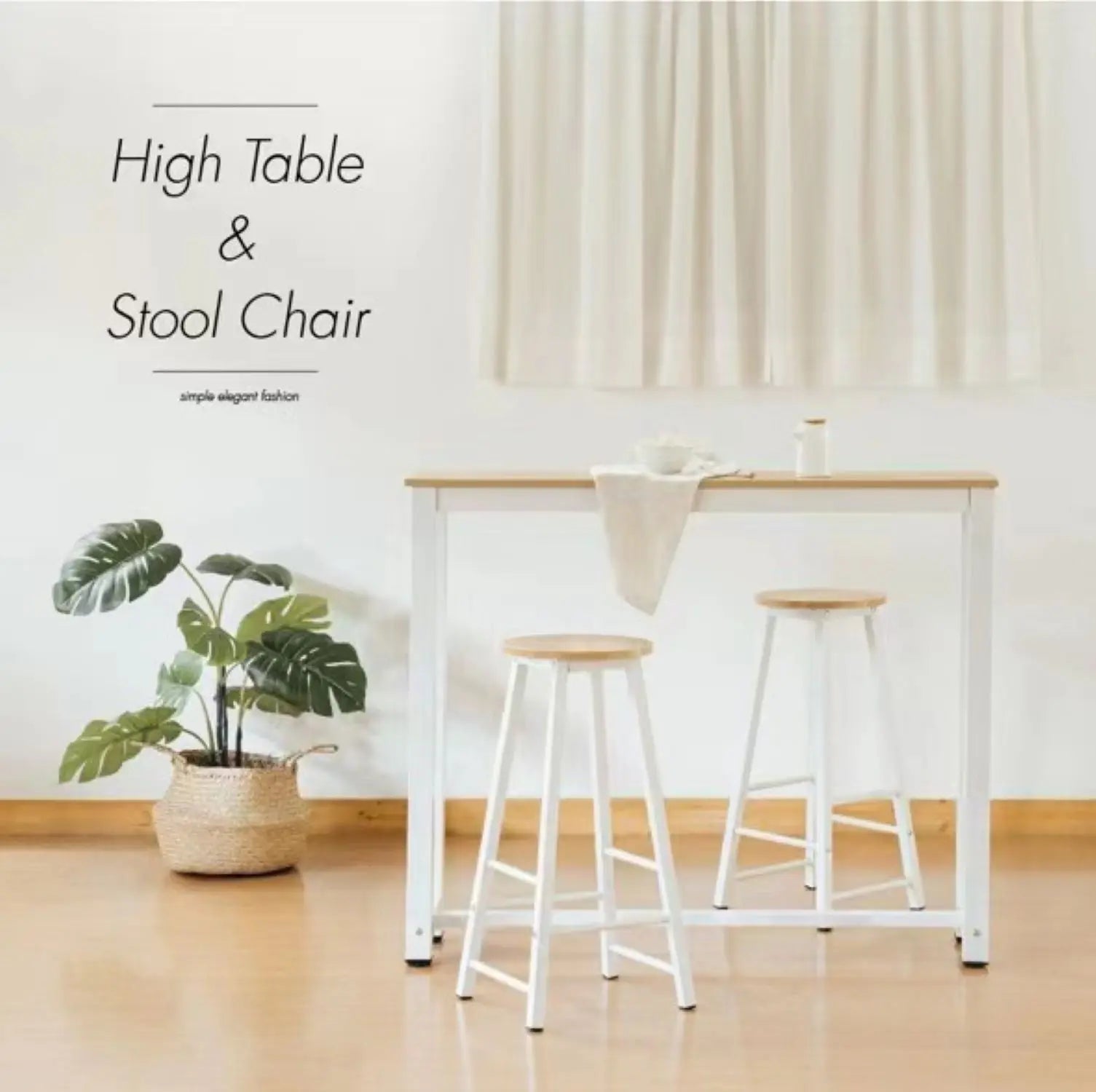 3 Piece Table Set White – Light oak