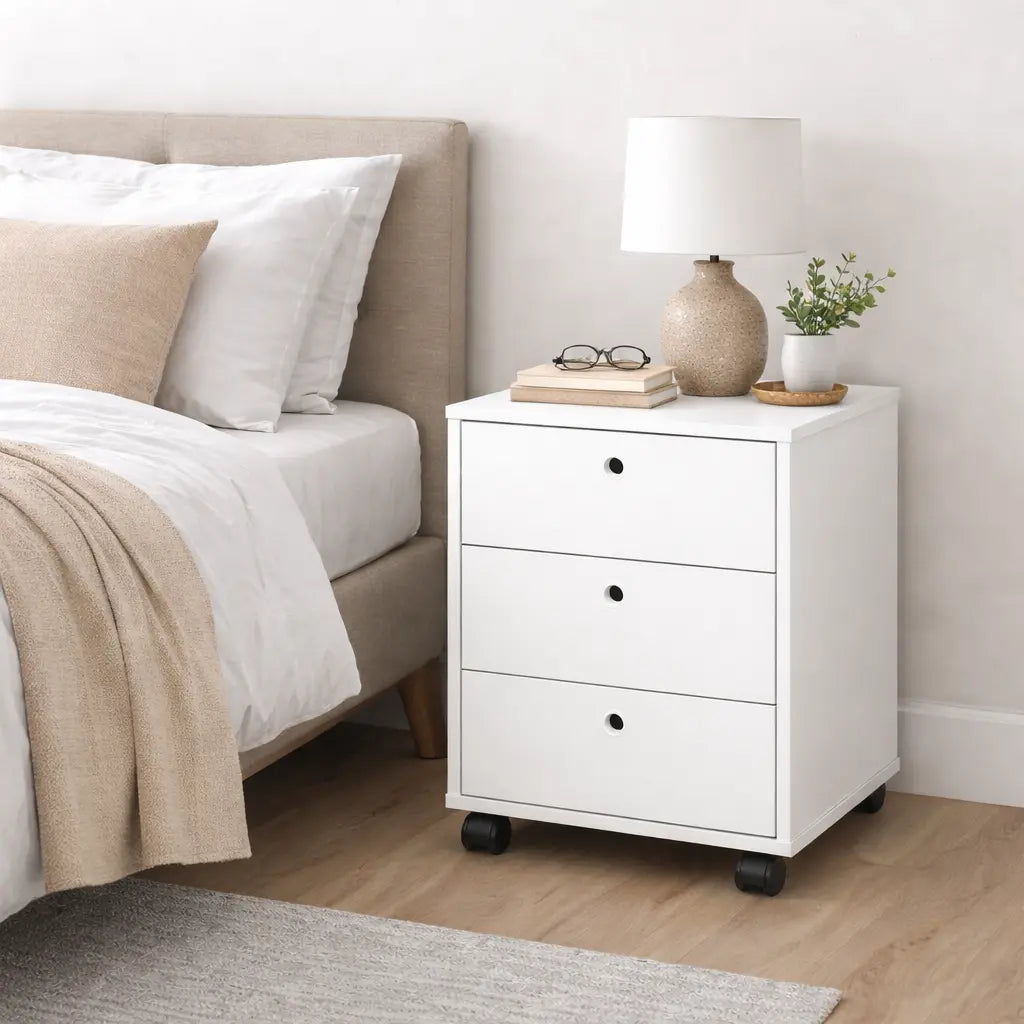 3 Drawer White Pedestal