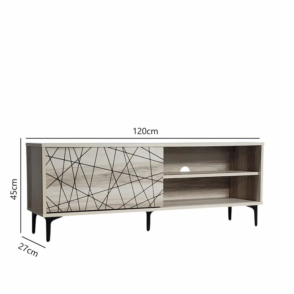 Bolton TV Stand Light Oak 120cm - Click Furniture