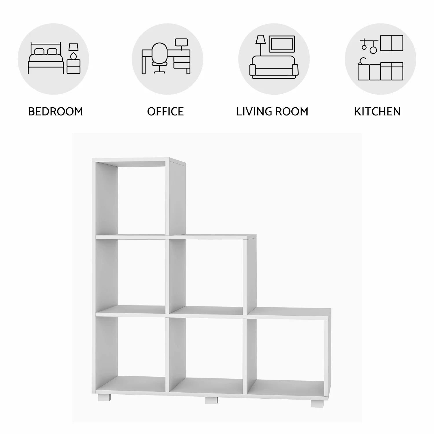 Cascade 6-Cube White Step Bookcase