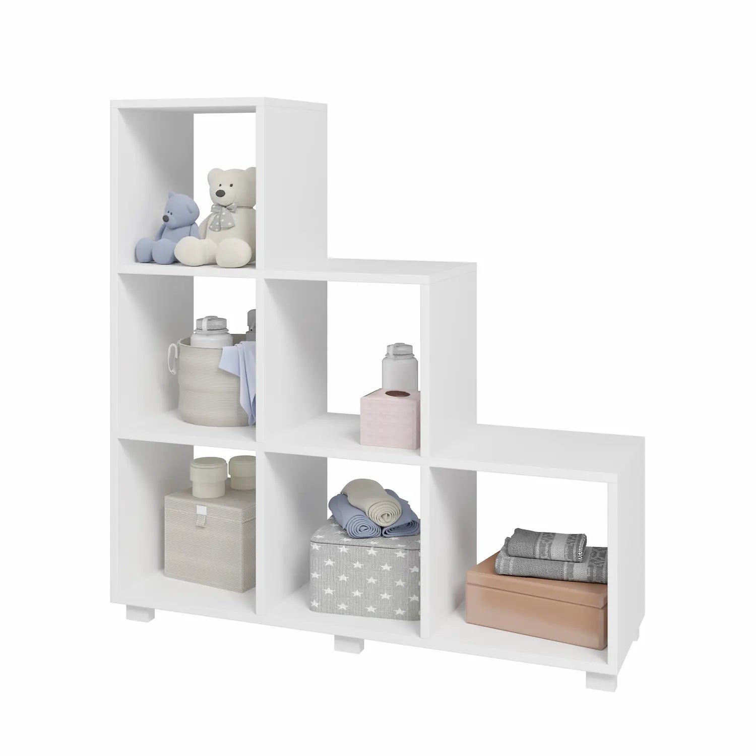 Cascade 6-Cube White Step Bookcase