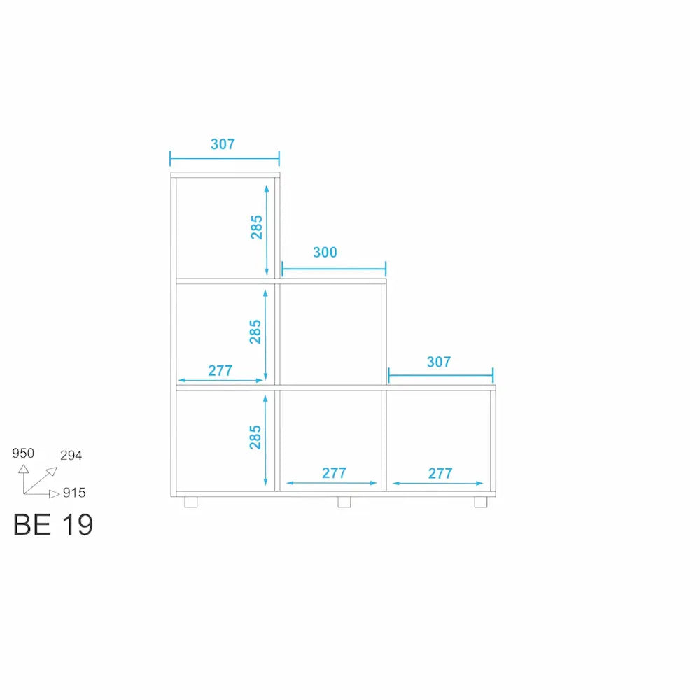 Cascade 6-Cube White Step Bookcase