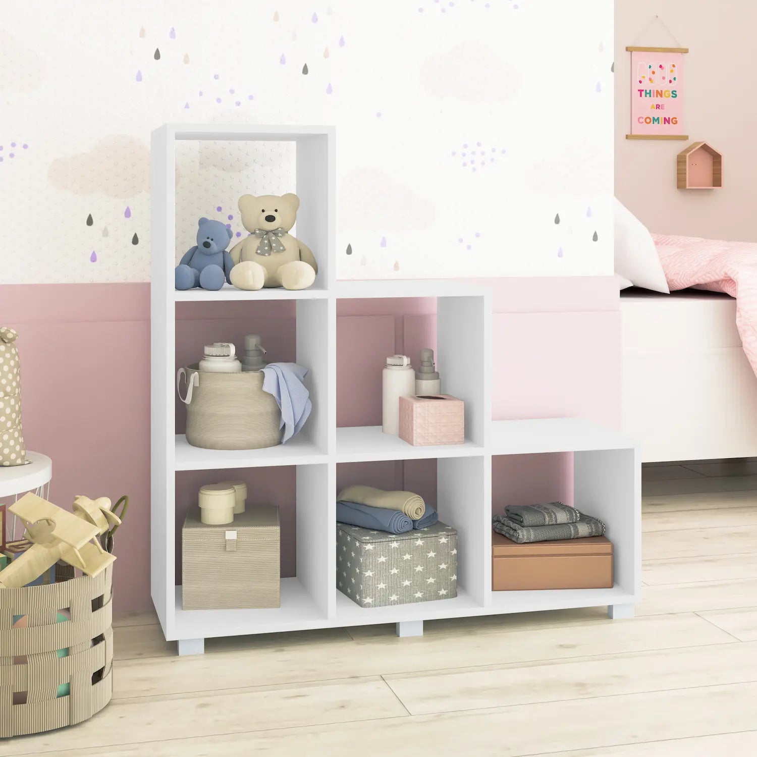 Cascade 6-Cube White Step Bookcase