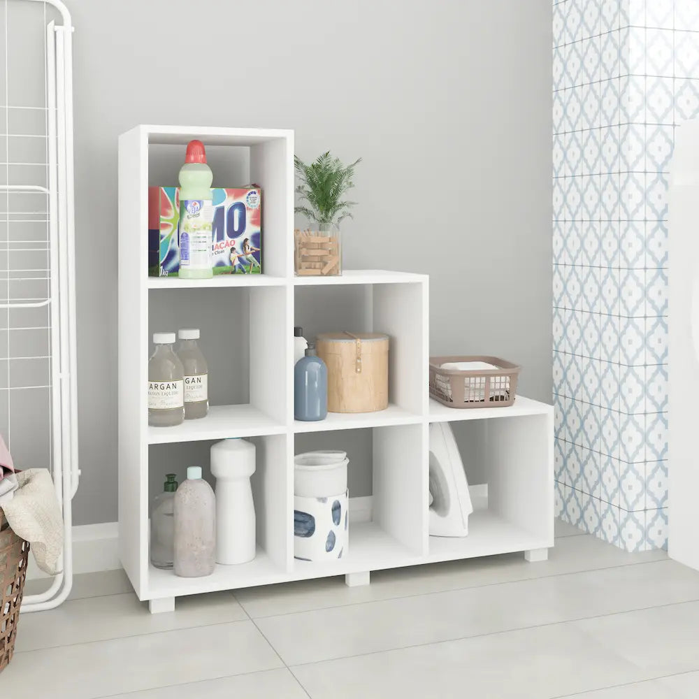 Cascade 6-Cube White Step Bookcase