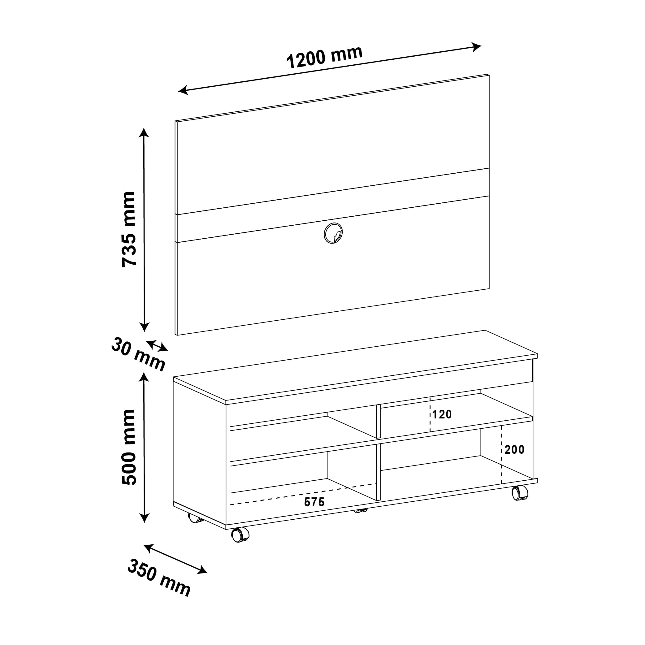 Cross TV Stand With Panel - Click Furniture