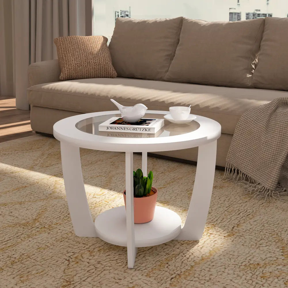 Curved White Coffee Table - Click Furniture