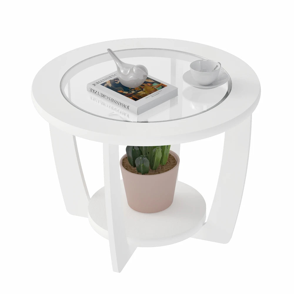 Curved White Coffee Table - Click Furniture
