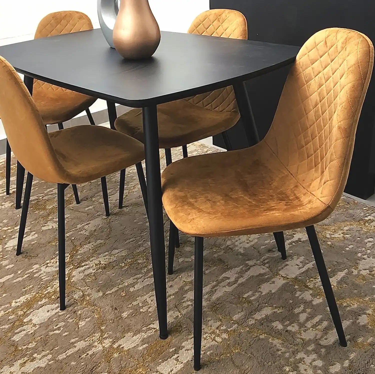 Erika 5pc Dining Set Golden Brown - Click Furniture