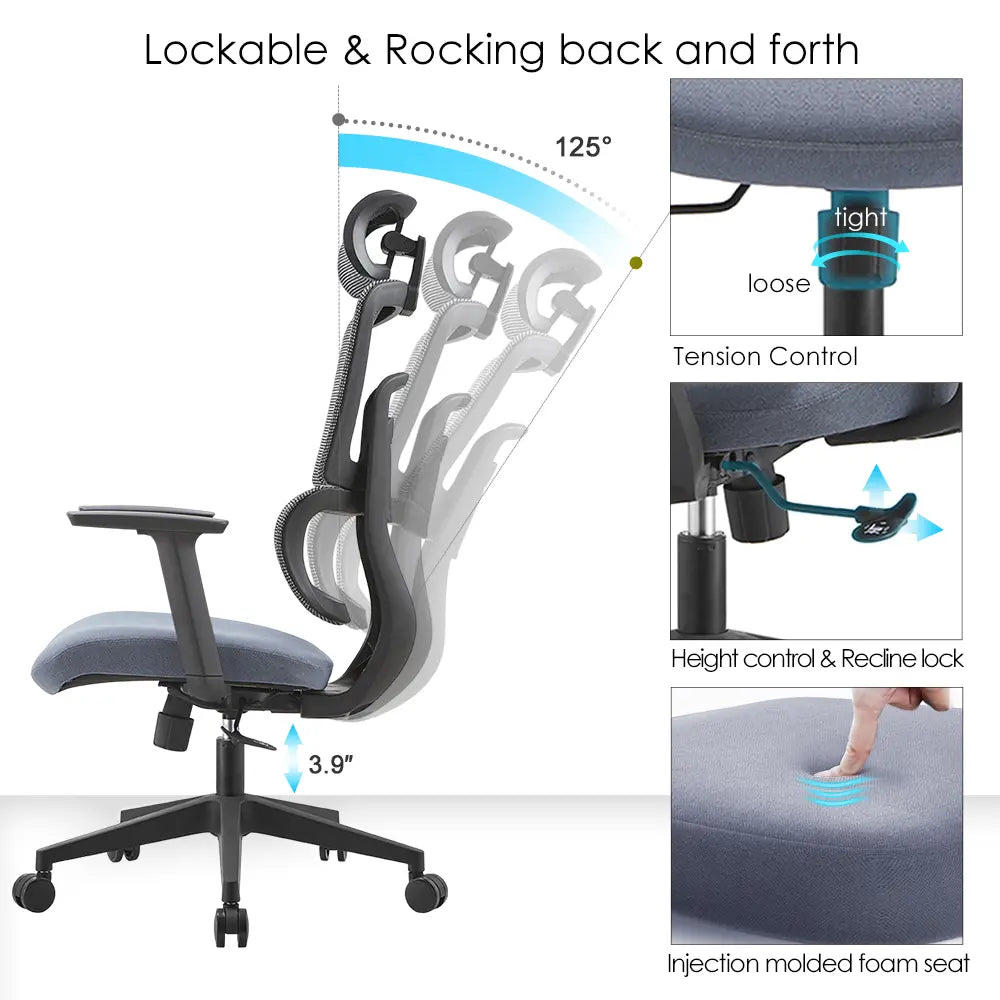 Gary High Back Ergonomic Office Chair - Click Furniture
