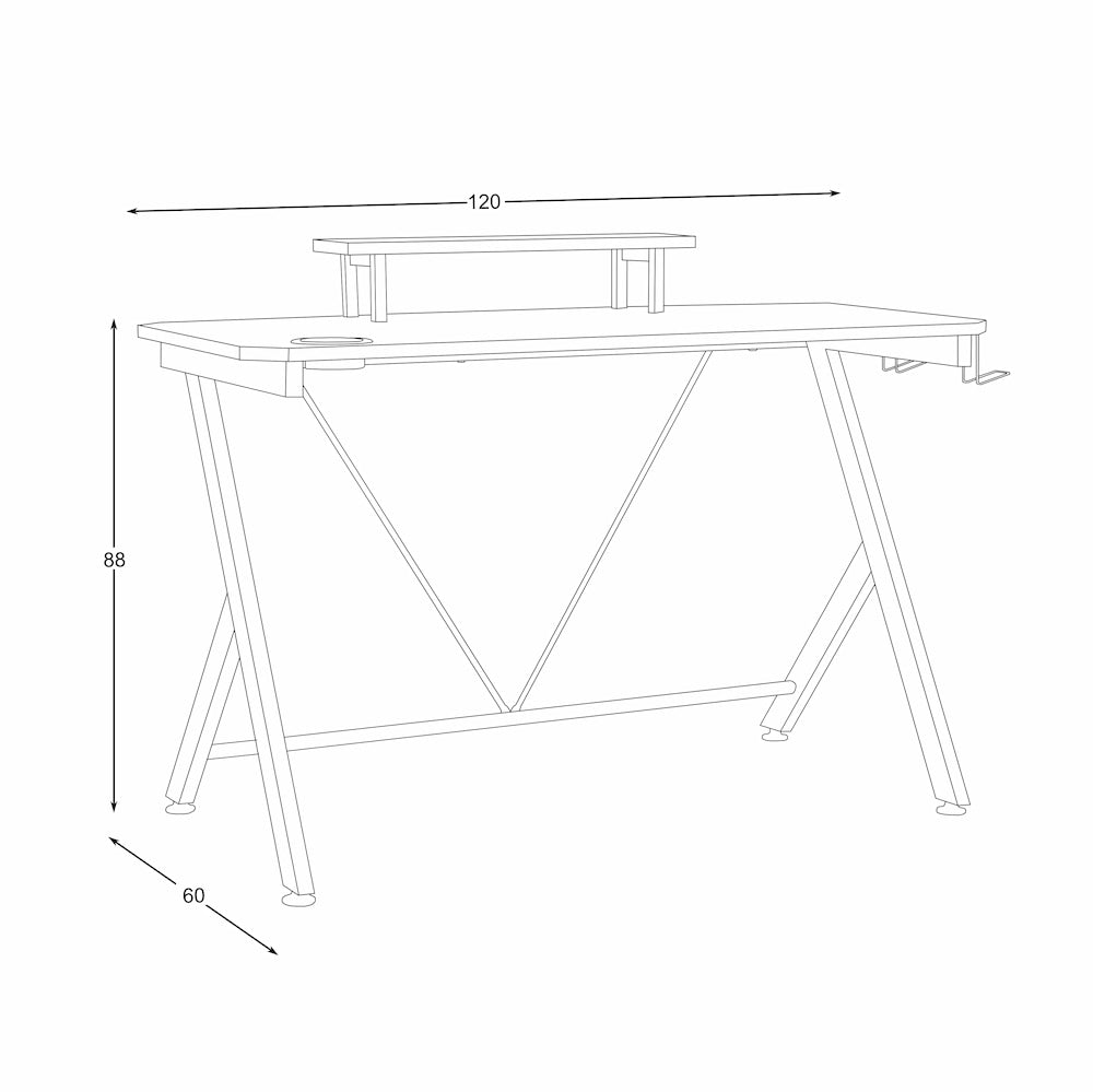 Hudson Carbon Gaming Desk - Click Furniture
