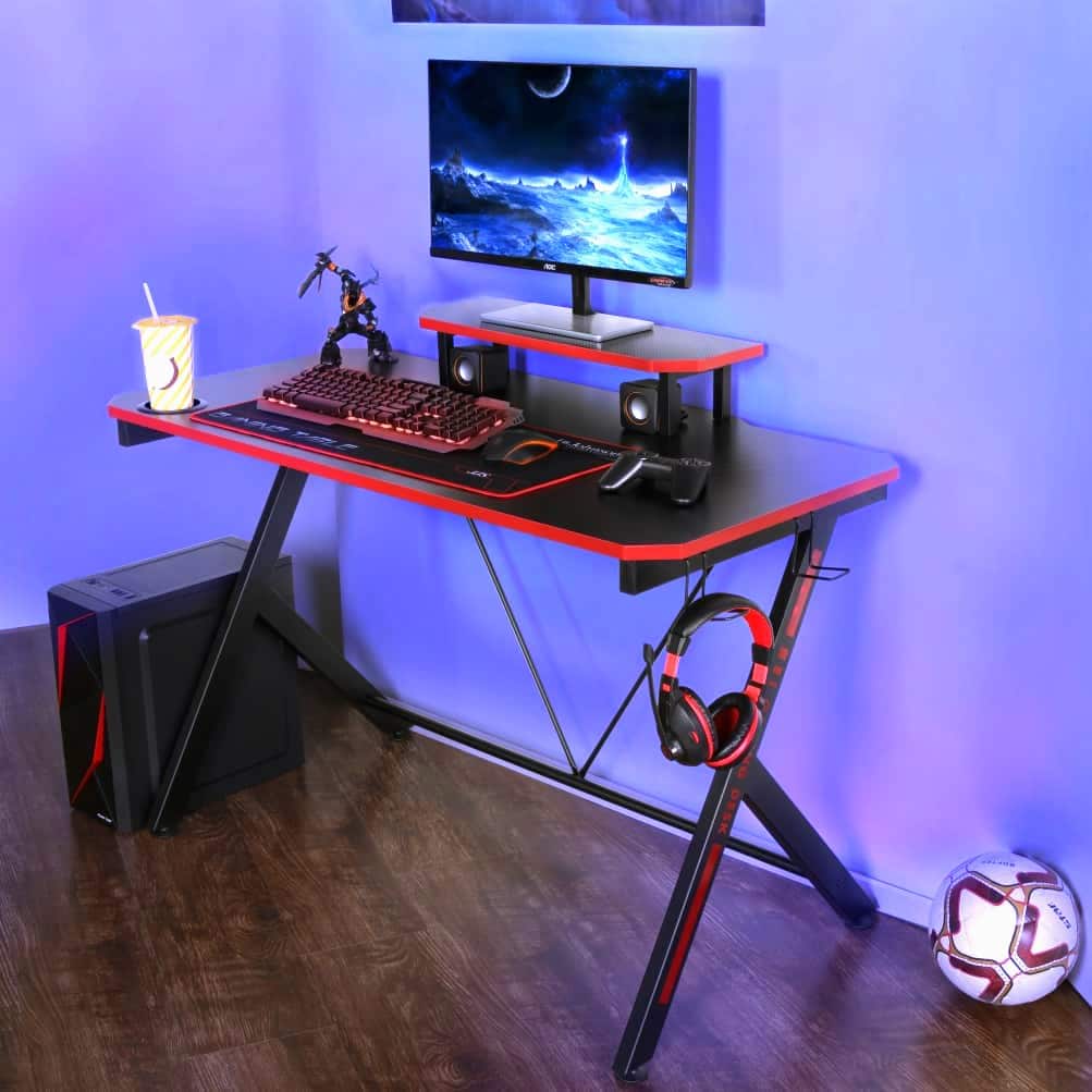 Hudson Carbon Gaming Desk - Click Furniture