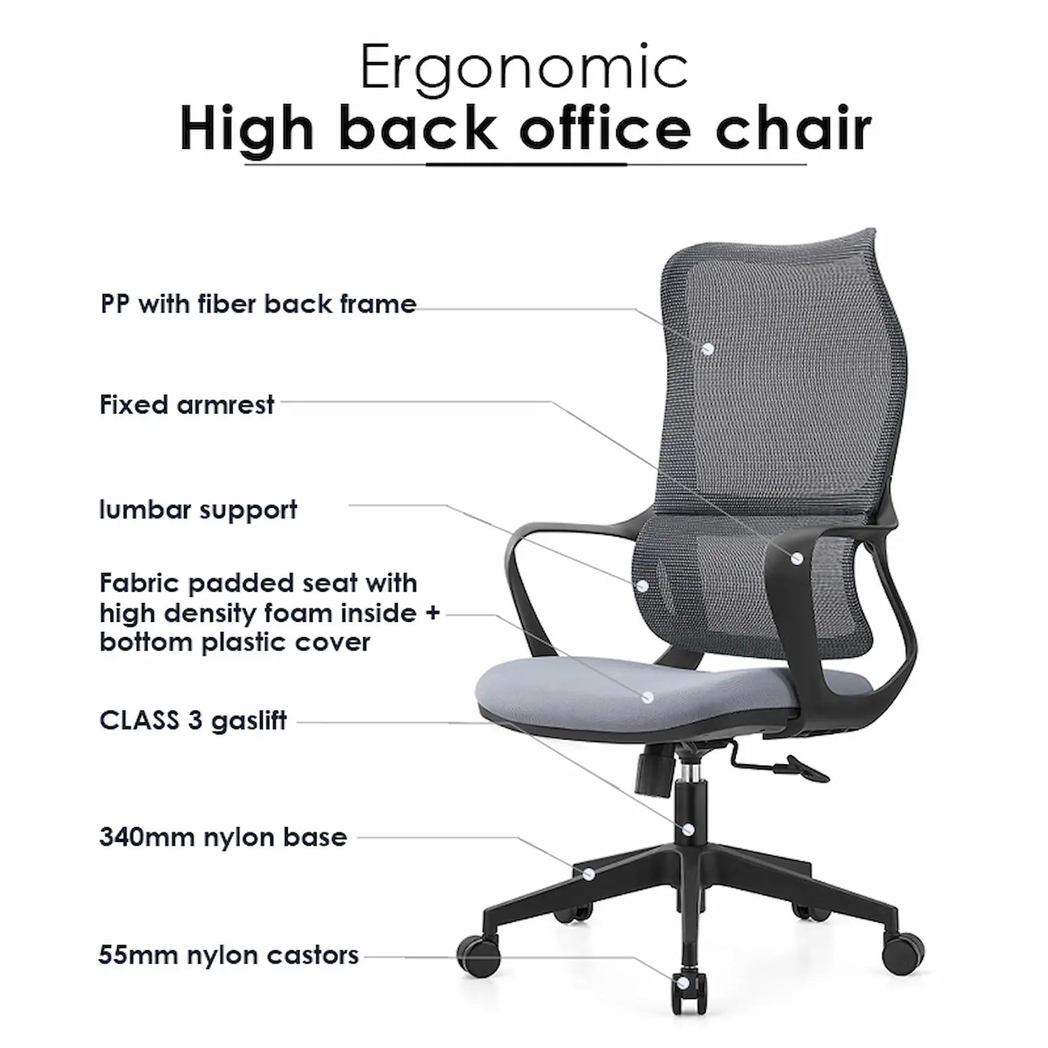 Lati High Back Office Chair - Click Furniture
