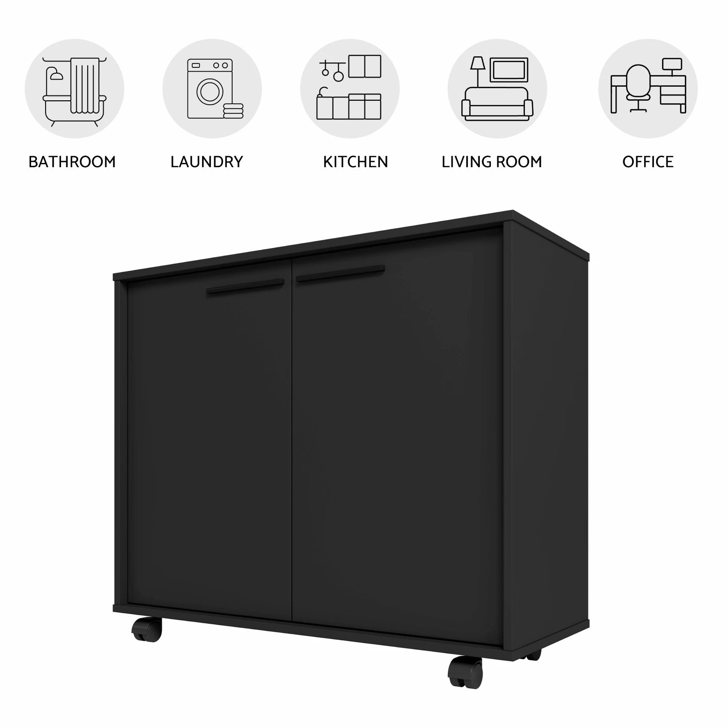 Lismore Black Mobile Utility Cabinet