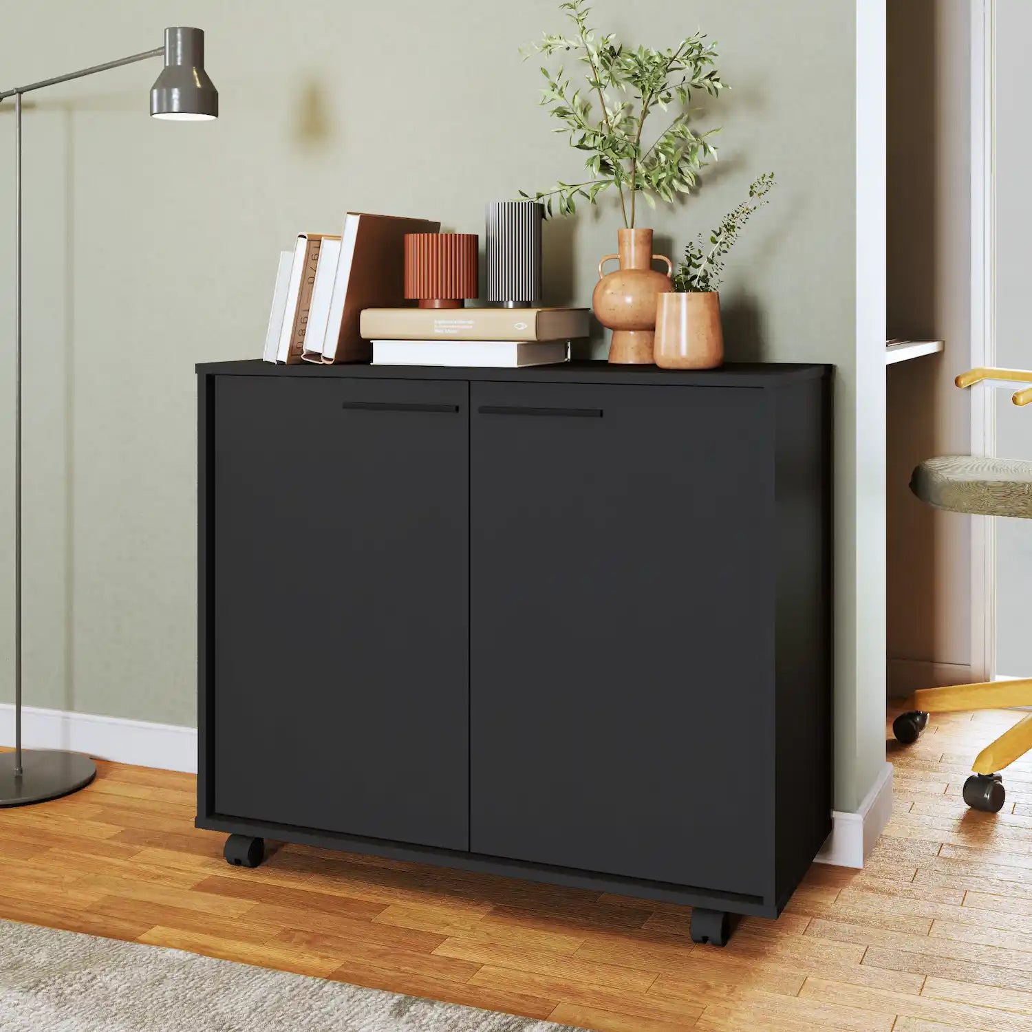 Lismore Black Mobile Utility Cabinet
