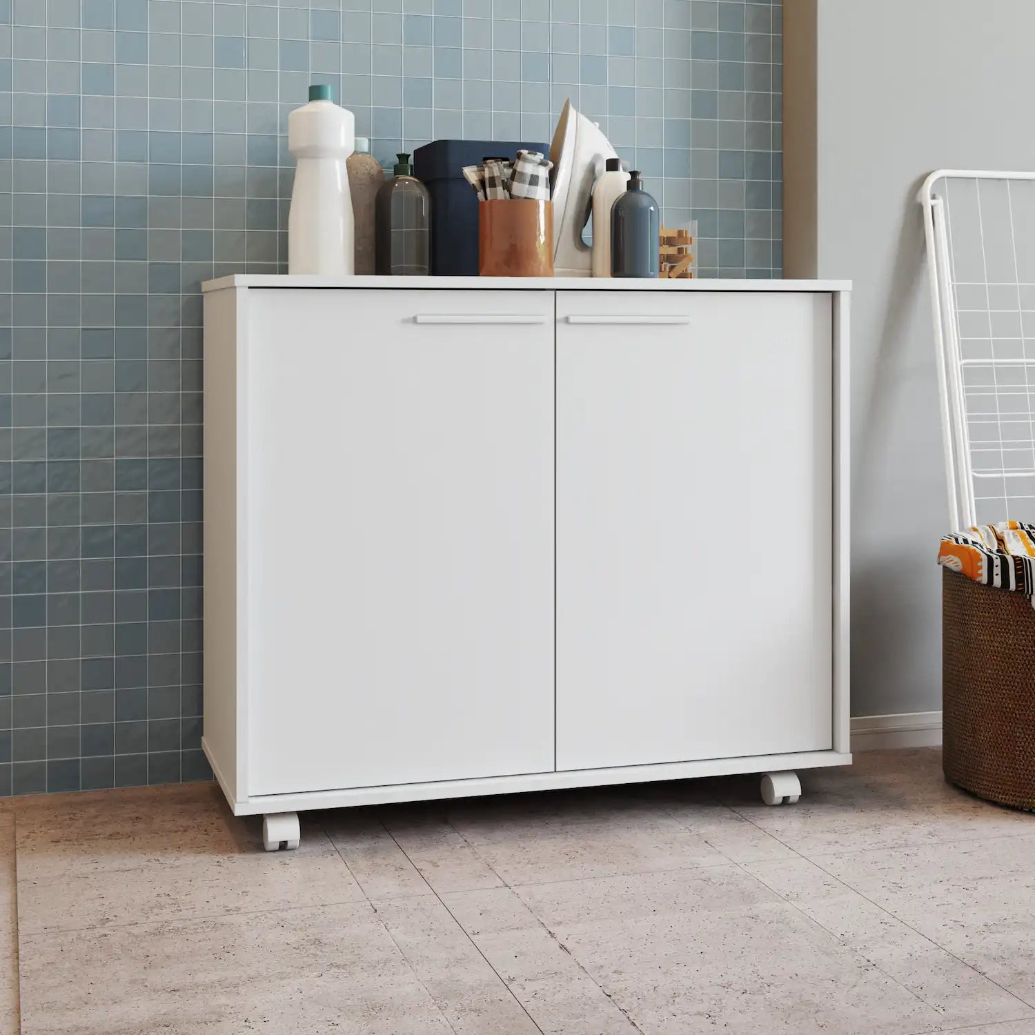 Lismore White Mobile Utility Cabinet