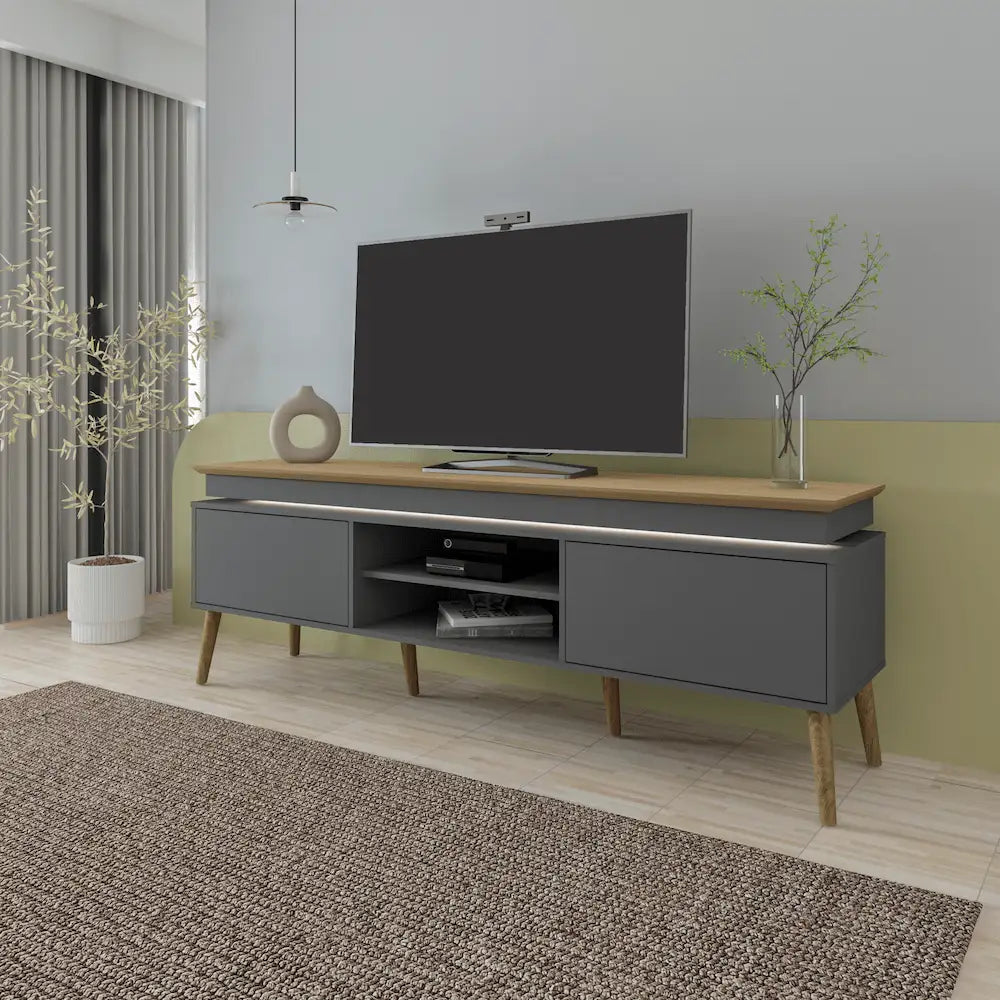 Lumina TV Stand Oak Graphite - Click Furniture