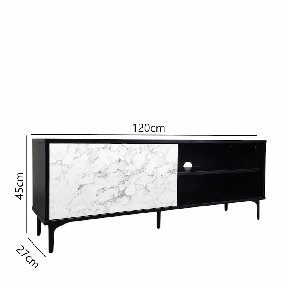 Petra TV Stand Black-Marble 120cm - Click Furniture