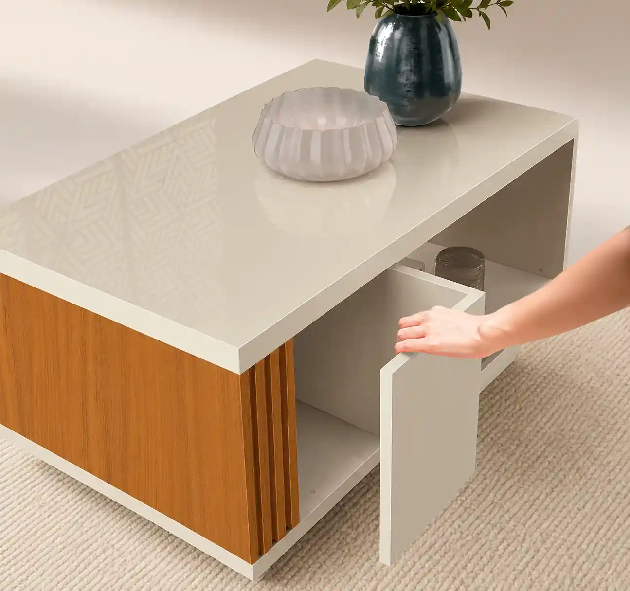 Pratika Off White-Cedar Coffee Table