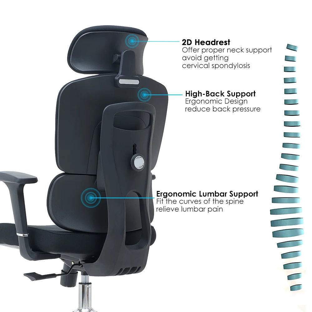 Robbin High Back Ergonomic Office Chair - Black - Click Furniture