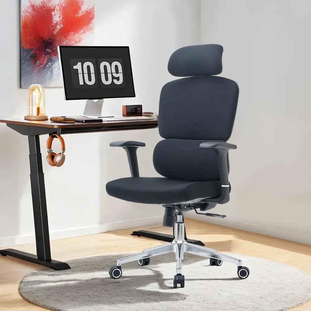 Robbin High Back Ergonomic Office Chair - Black - Click Furniture