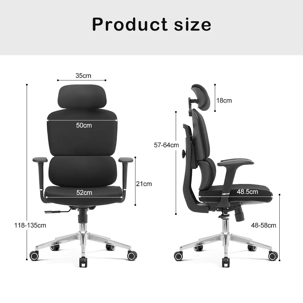 Robbin High Back Ergonomic Office Chair - Black - Click Furniture