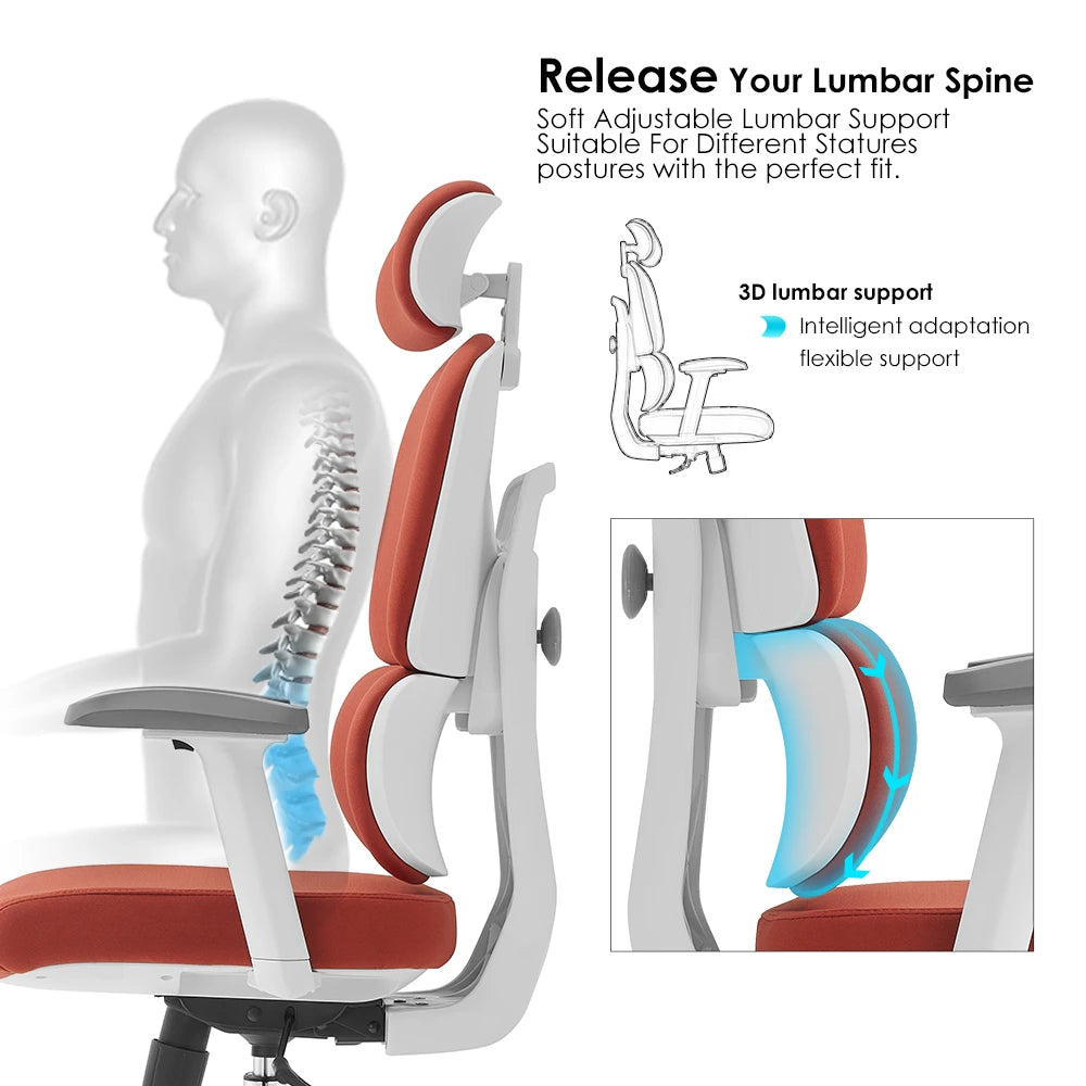 Robbin High Back Ergonomic Office Chair - Orange - Click Furniture