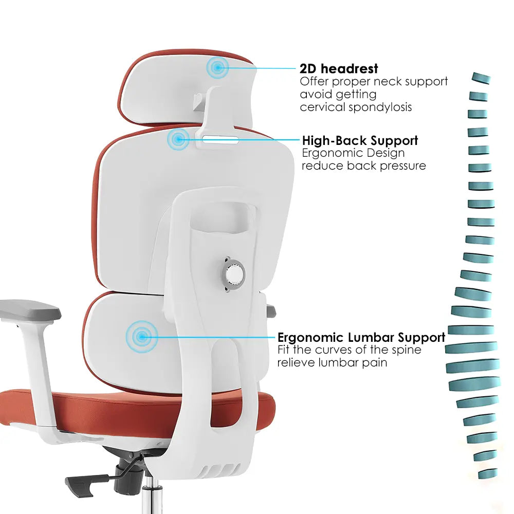 Robbin High Back Ergonomic Office Chair - Orange - Click Furniture