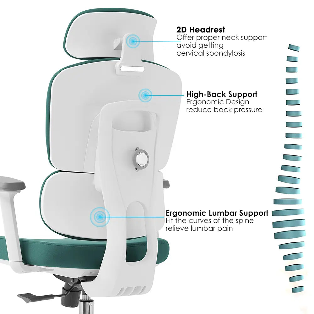 Robbin High Back Ergonomic Office Chair - Green - Click Furniture