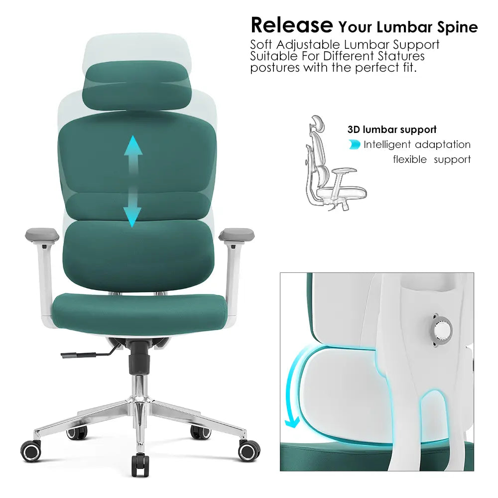 Robbin High Back Ergonomic Office Chair - Green - Click Furniture