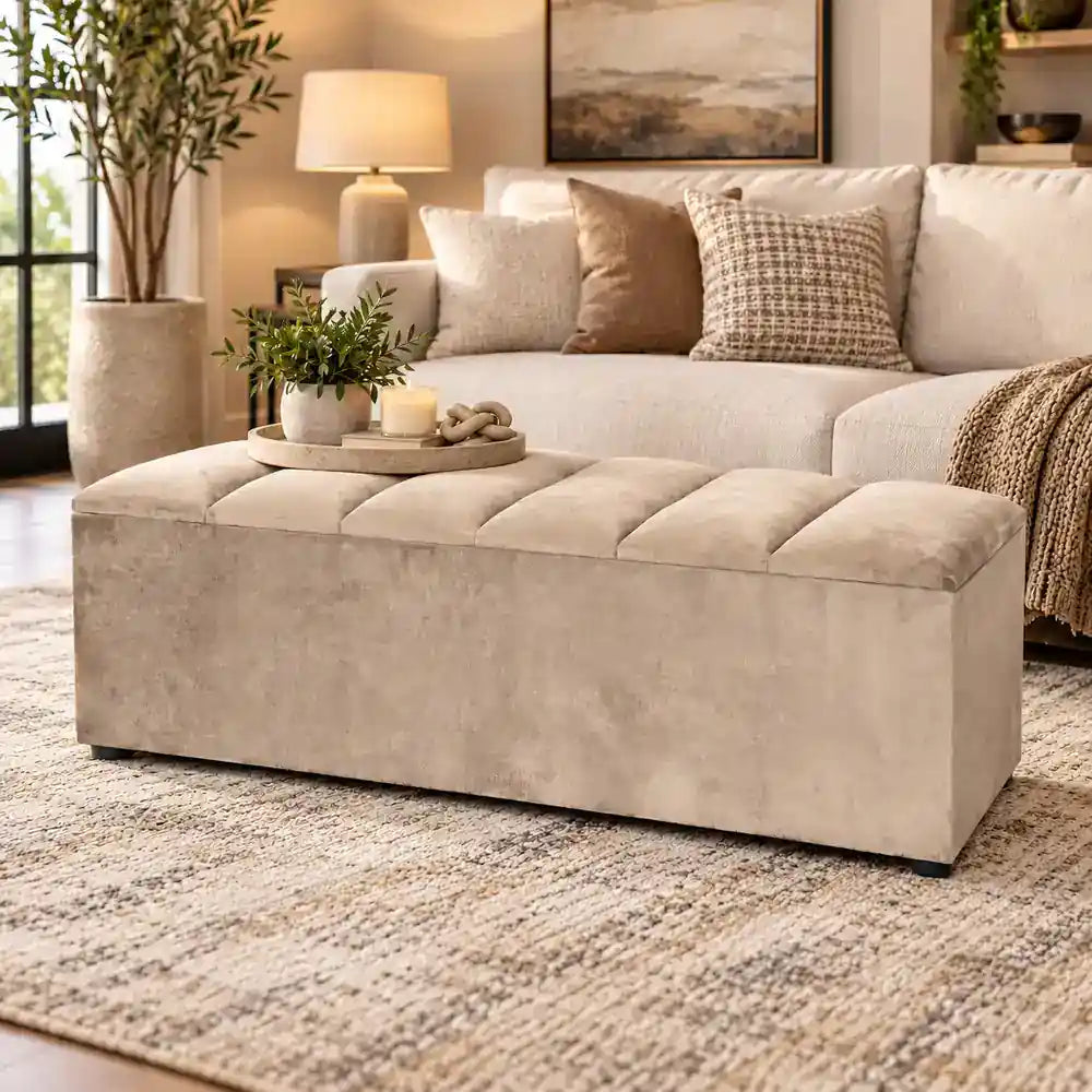 Beth Storage Ottoman Beige