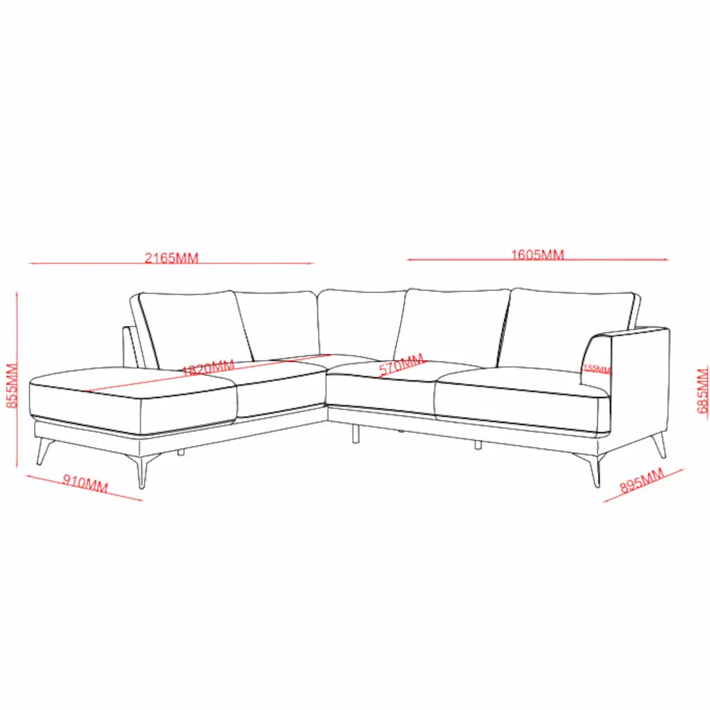 Bianca Corner Couch Grey - Click Furniture