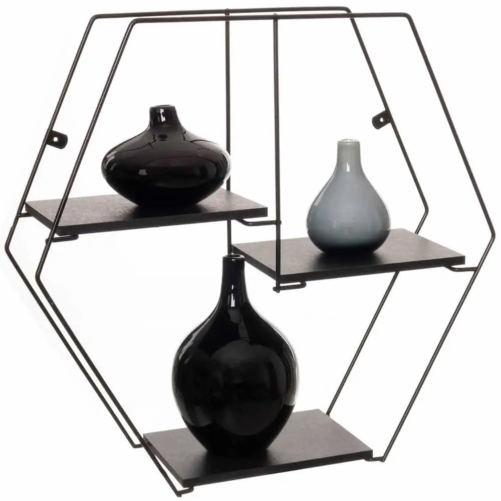 Hexagonal Geometric Shelf Black
