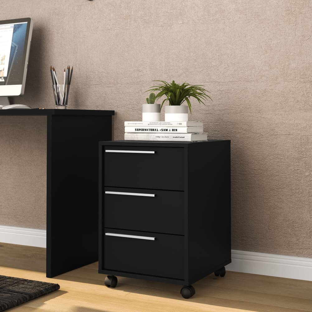 Click 3 Drawer Pedestal Black - Click Furniture