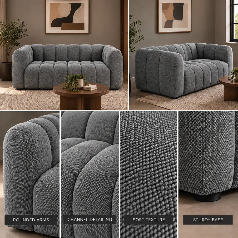Cloud Slimline 2 Seater Couch Dark Grey