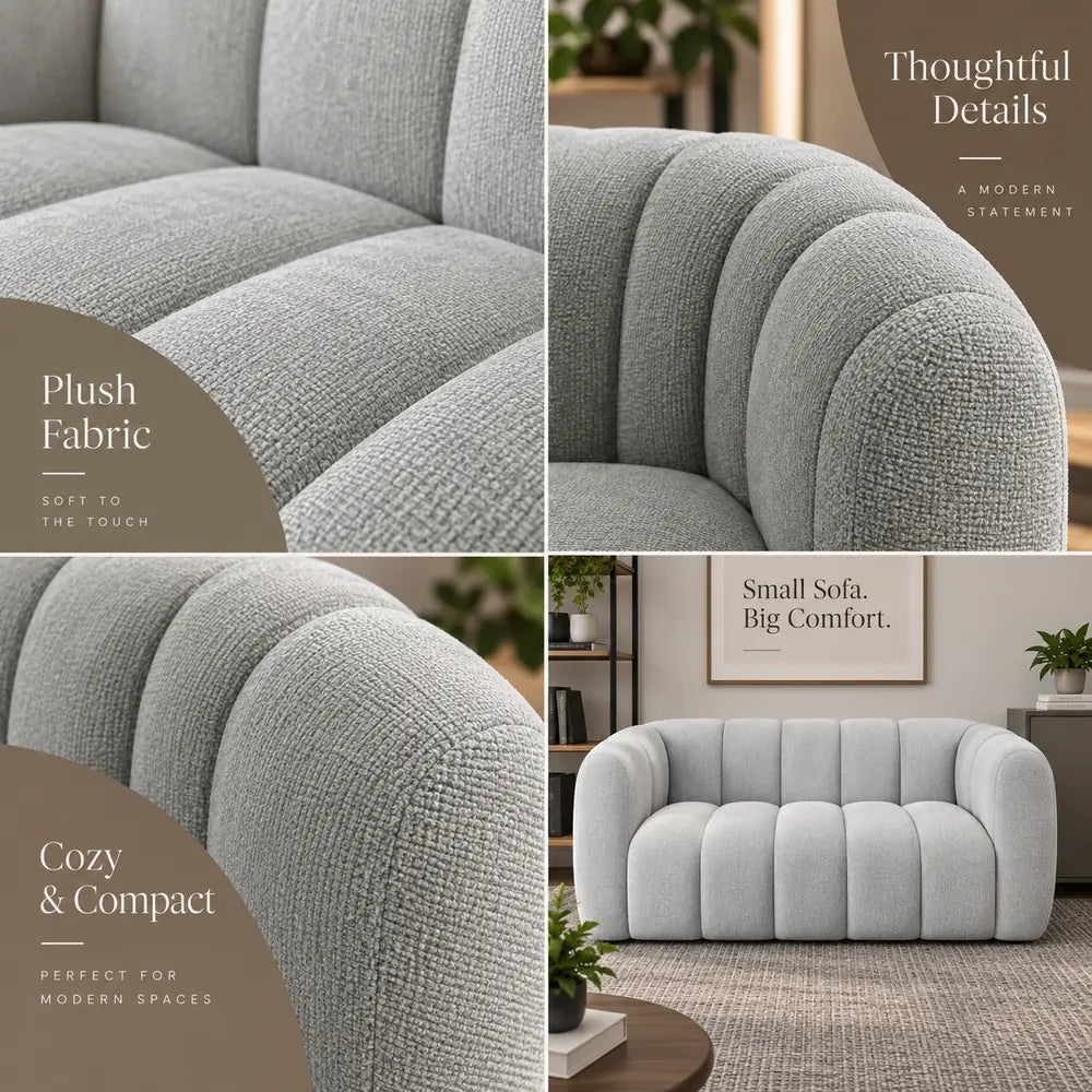 Cloud Slimline 2 Seater Couch Light Grey