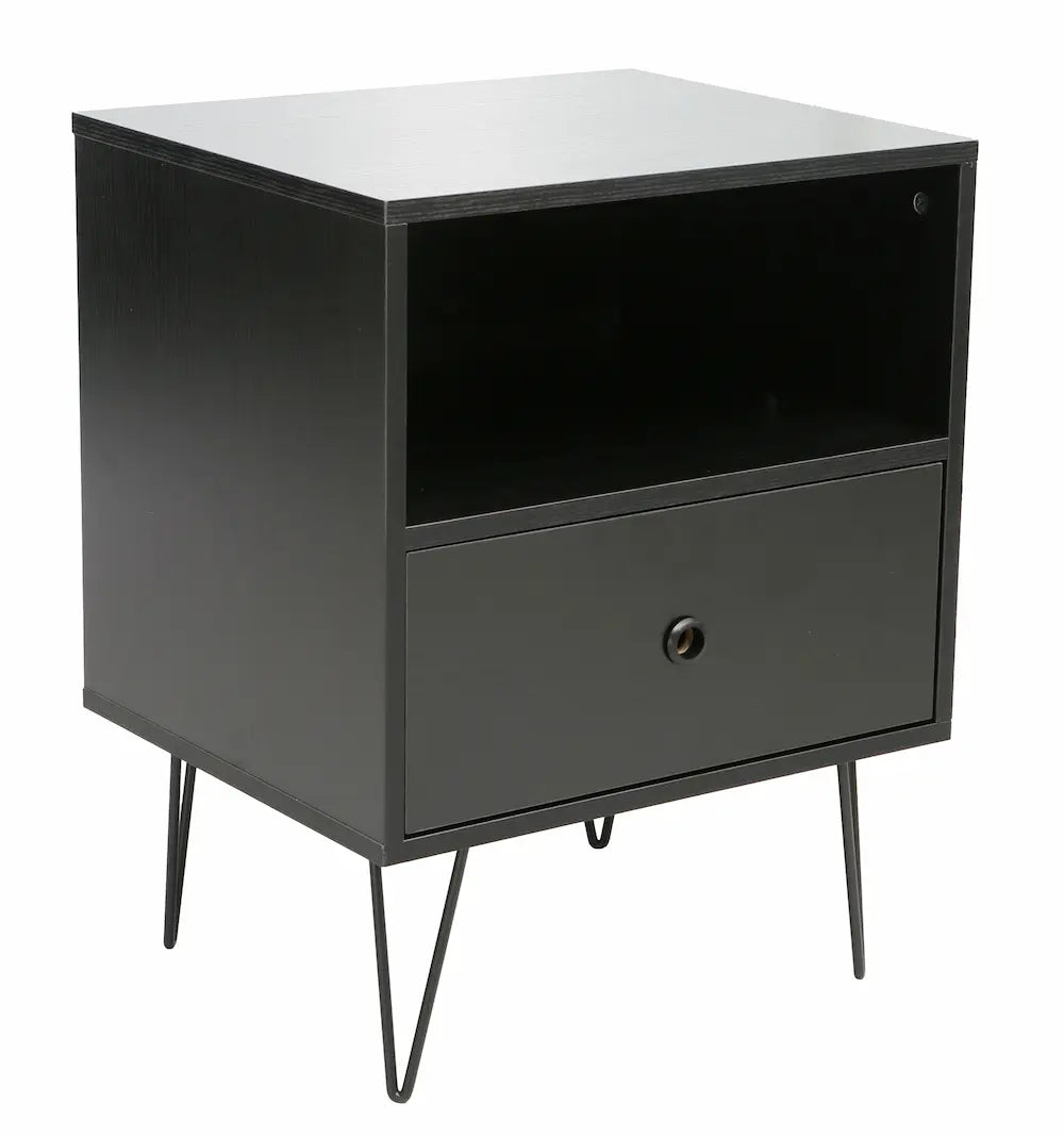 Indra Nightstand, Pedestal Black