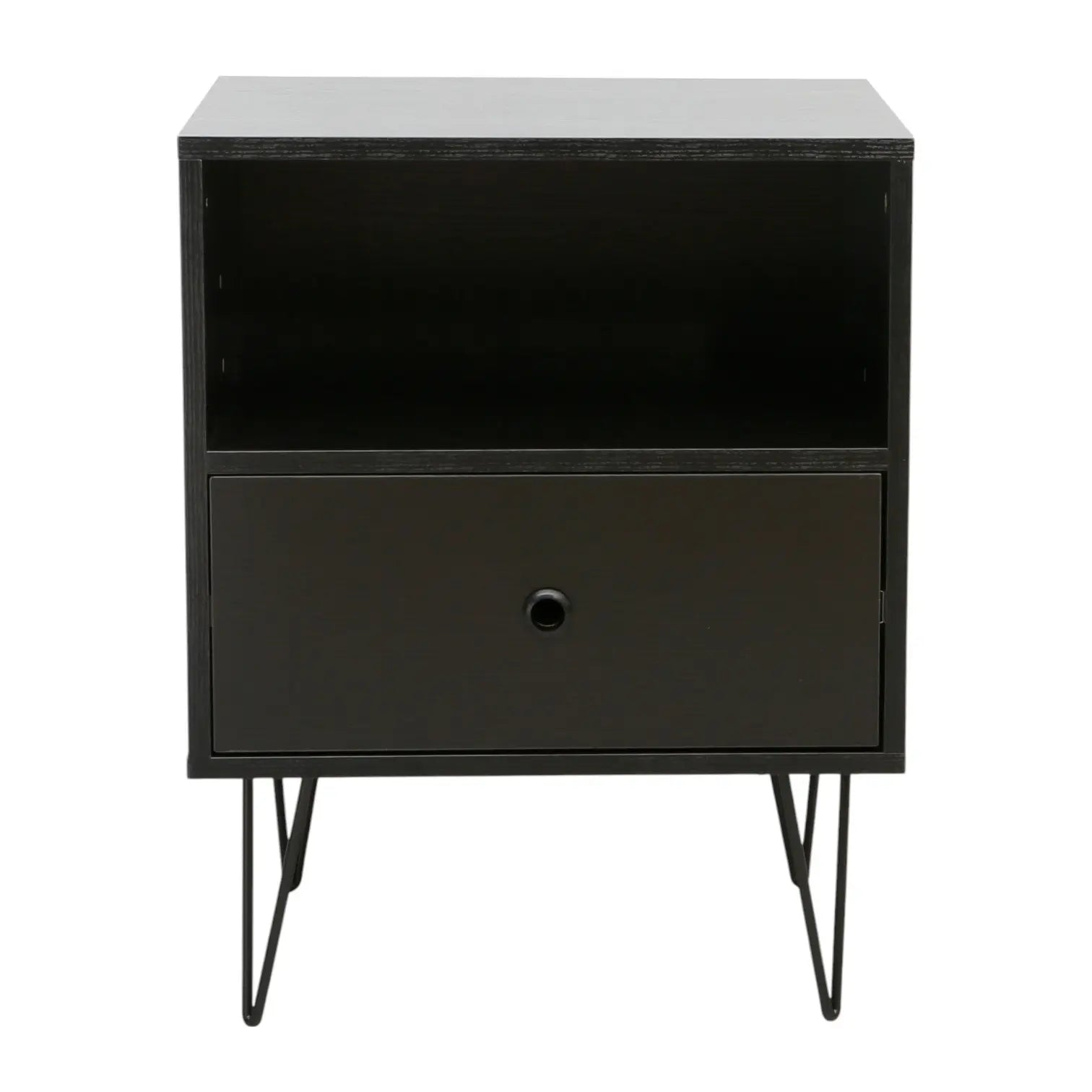 Indra Nightstand, Pedestal Black
