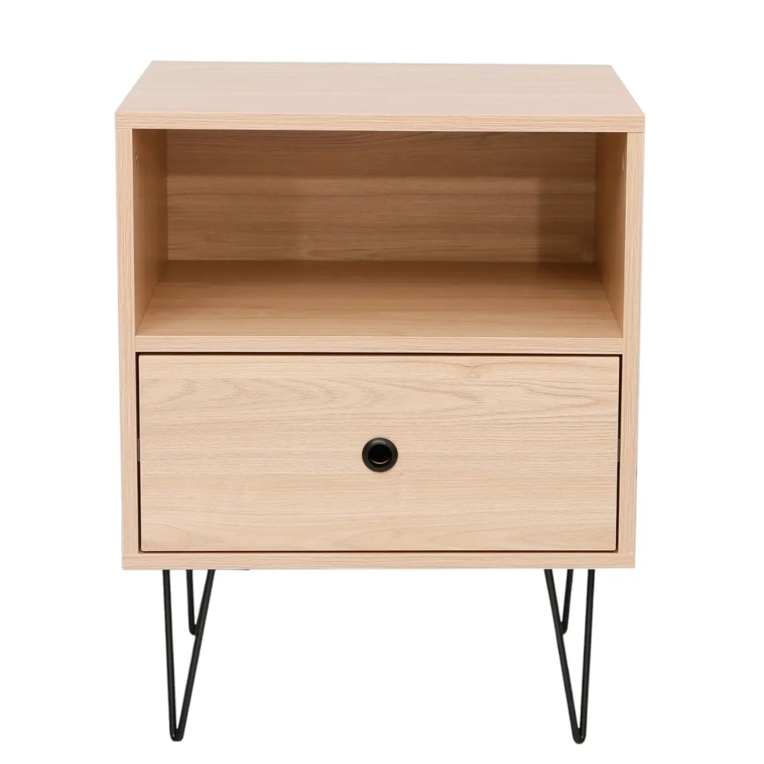 Indra Nightstand, Pedestal Light Oak