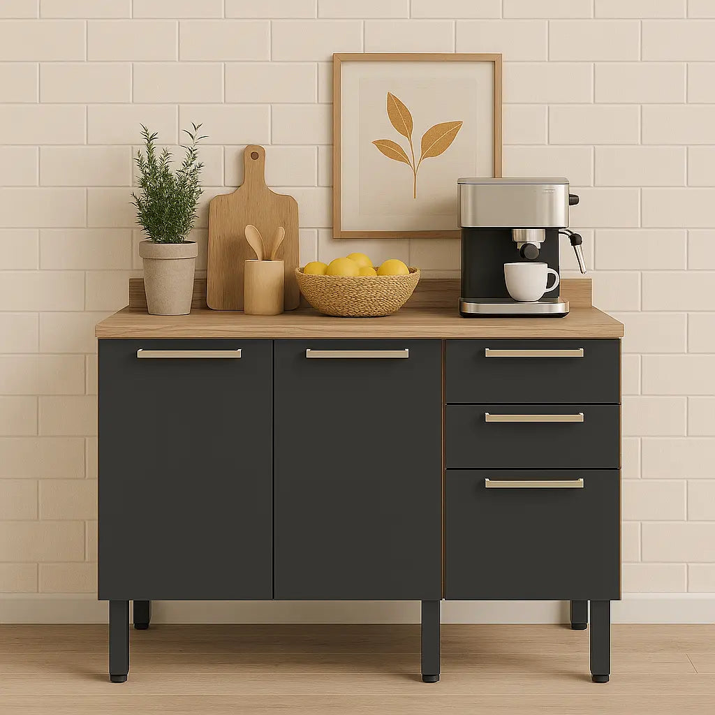 Kitchen 120cm Floor Unit Graphite-Oak
