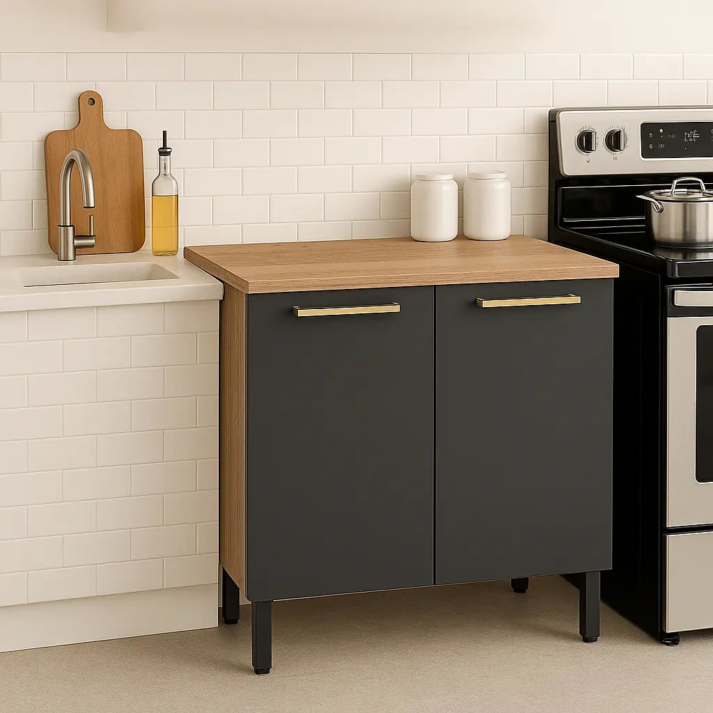 Kitchen 80cm Floor Unit Graphite-Oak