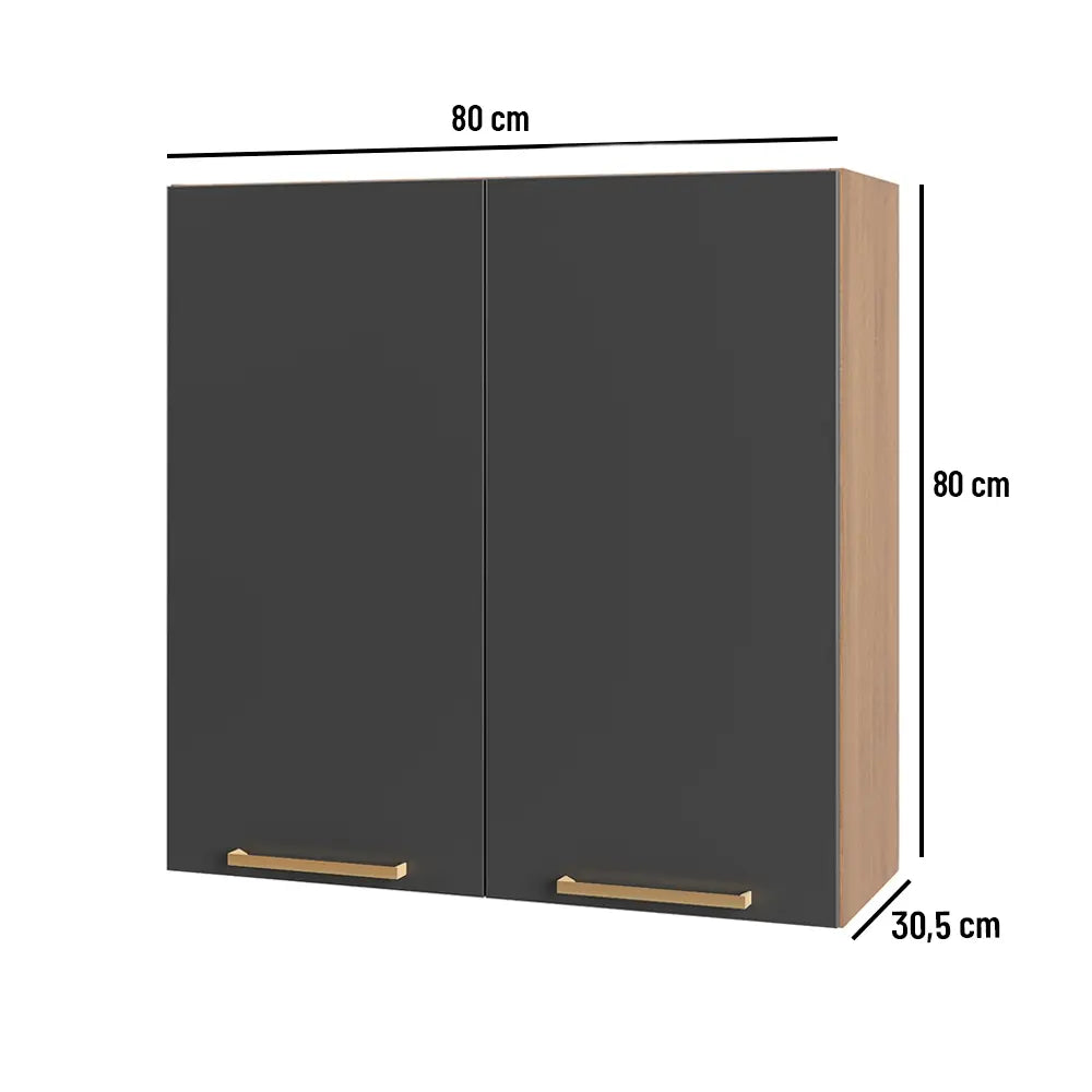 Kitchen 80cm Wall Unit Graphite-Oak