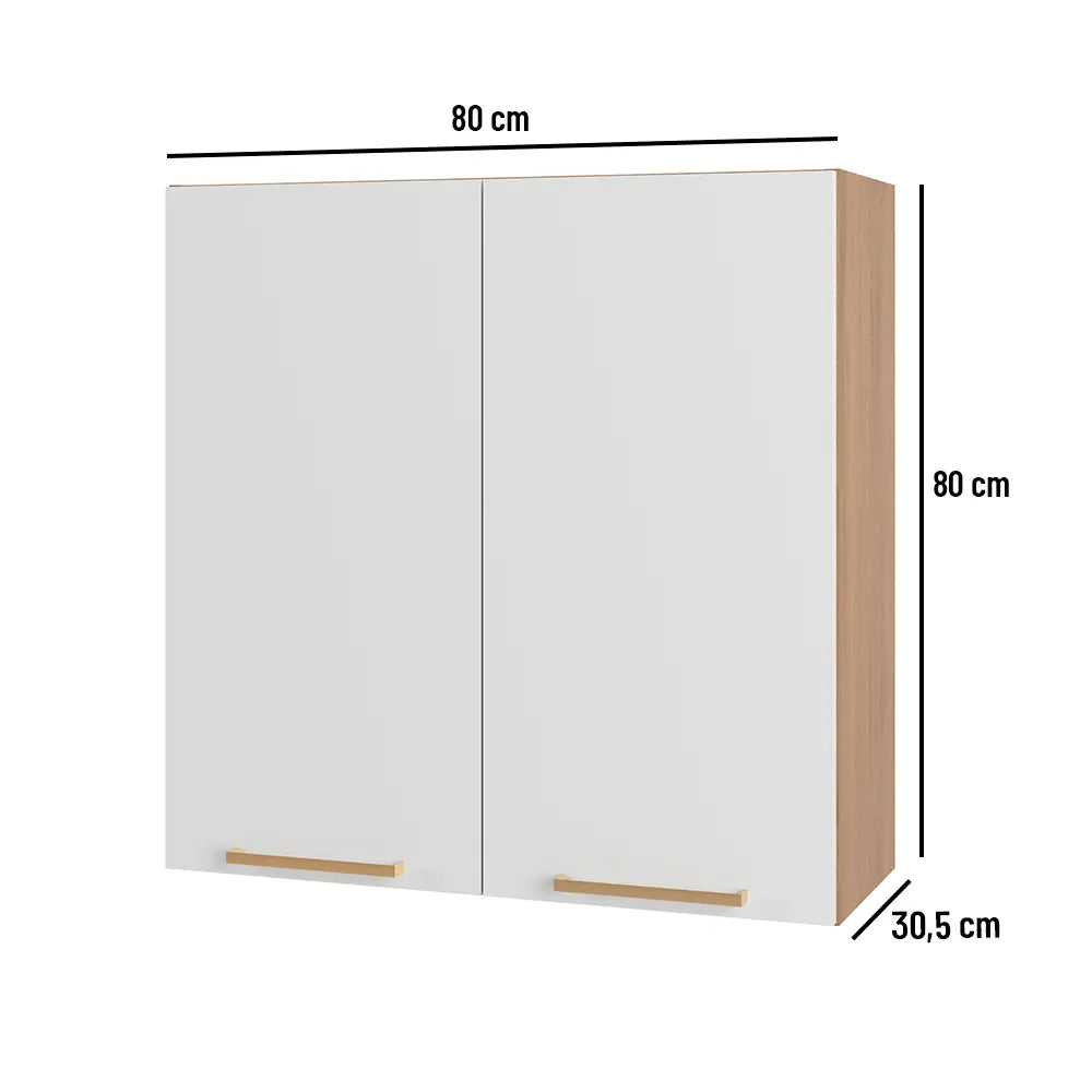 Kitchen 80cm Wall Unit White-Oak