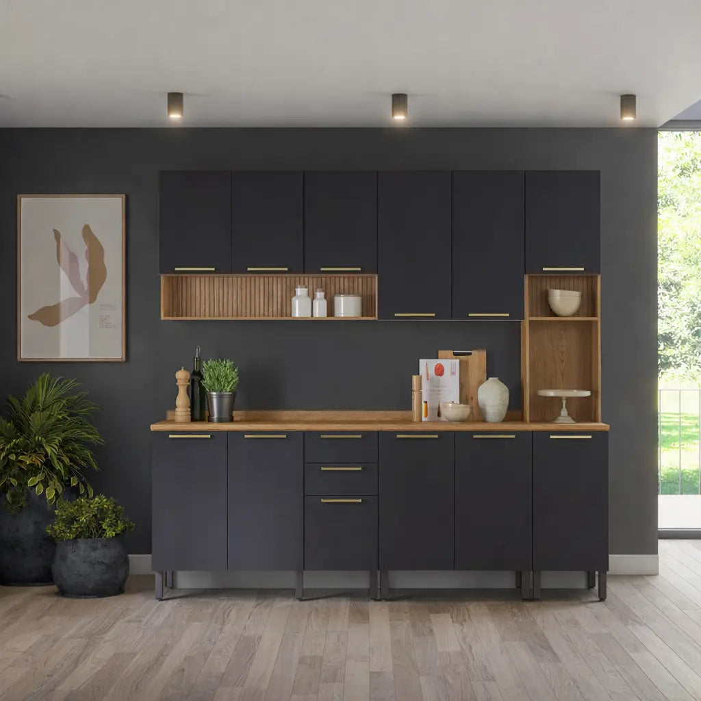 Kitchen 40cm Storage Unit Graphite-Oak