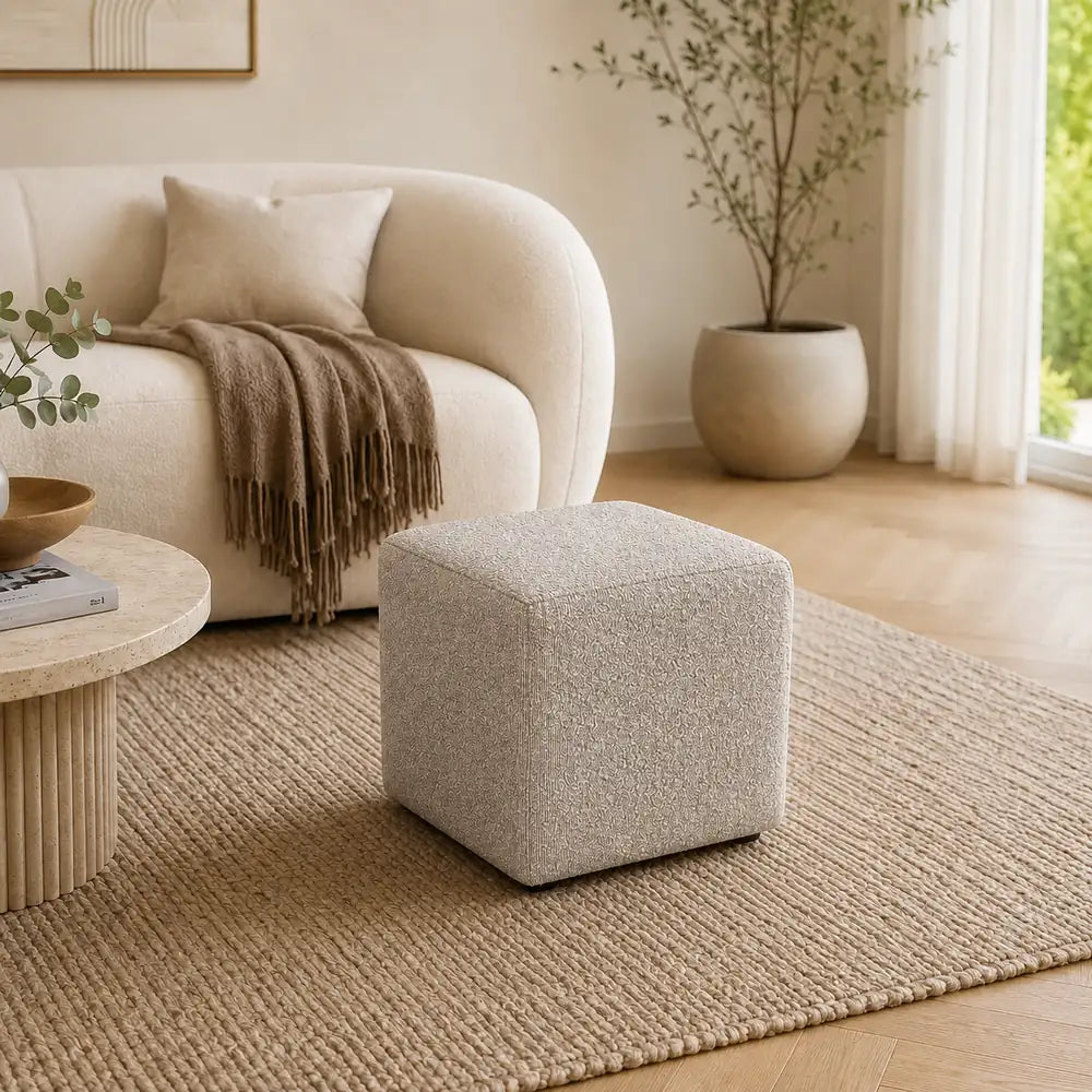Lola Ottoman Cream-Set Of 2