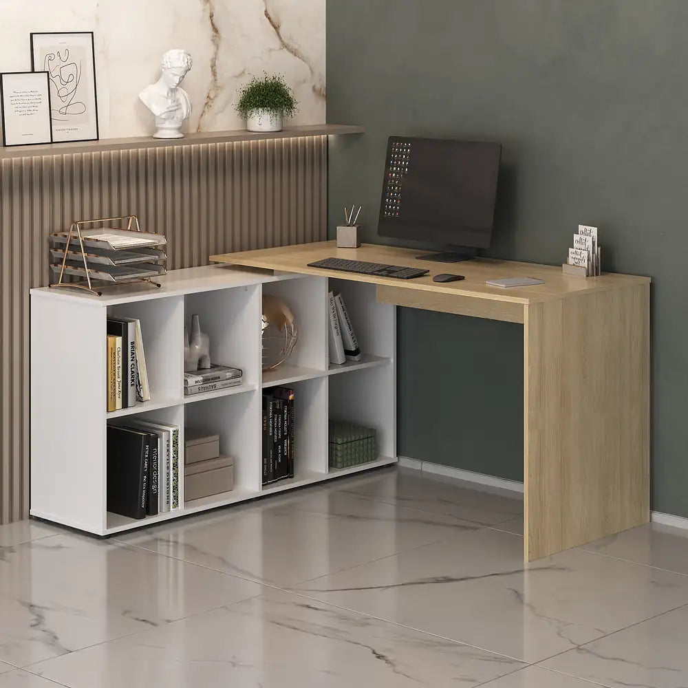 Nero Light Oak-White Office Desk