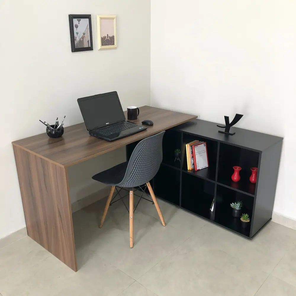 Nero Walnut Brown-Black Office Desk