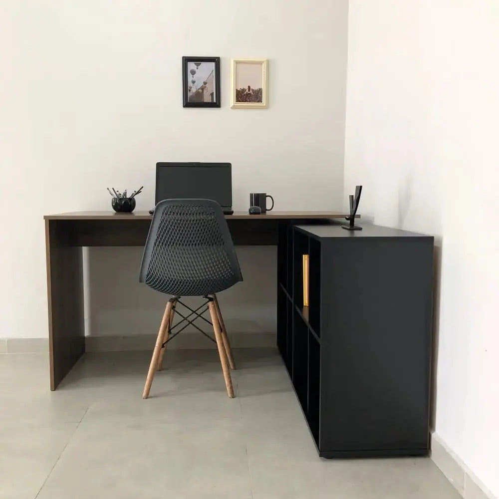 Nero Walnut Brown-Black Office Desk