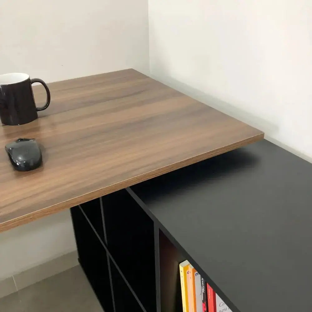 Nero Walnut Brown-Black Office Desk